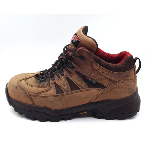 Red Wing Boots Men 8.5 Tan Steel Toe Waterproof Leather Vibram Work Hiking Shoes - Picture 6 of 15